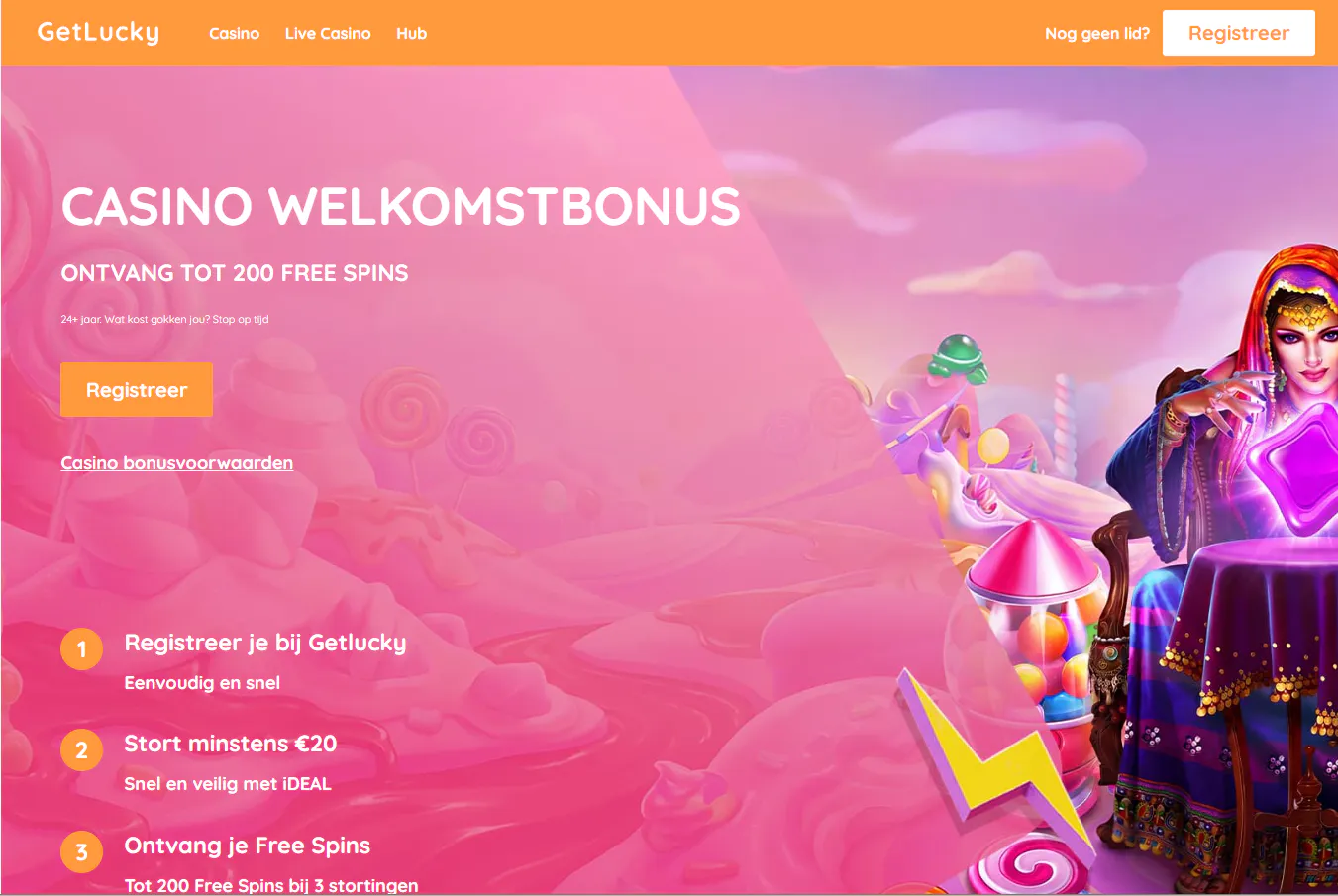 Actuele Nederlandse GetLucky welkomstbonuspagina